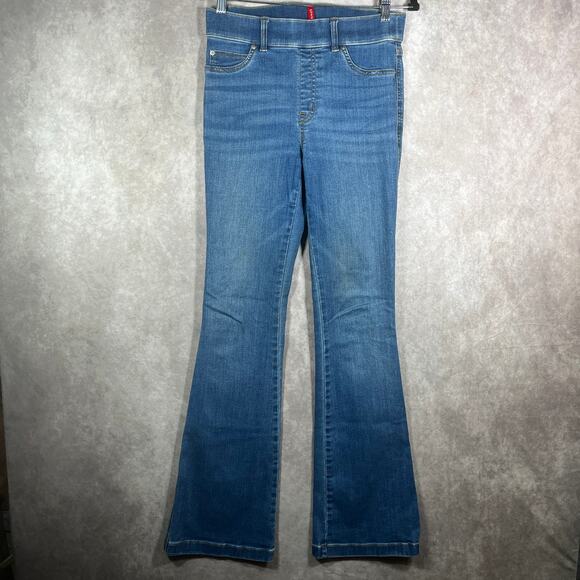 Spanx Bootcut Jegging Jeans‎ Womens Small Blue Medium Wash Denim Pull On Stretch - Picture 1 of 12